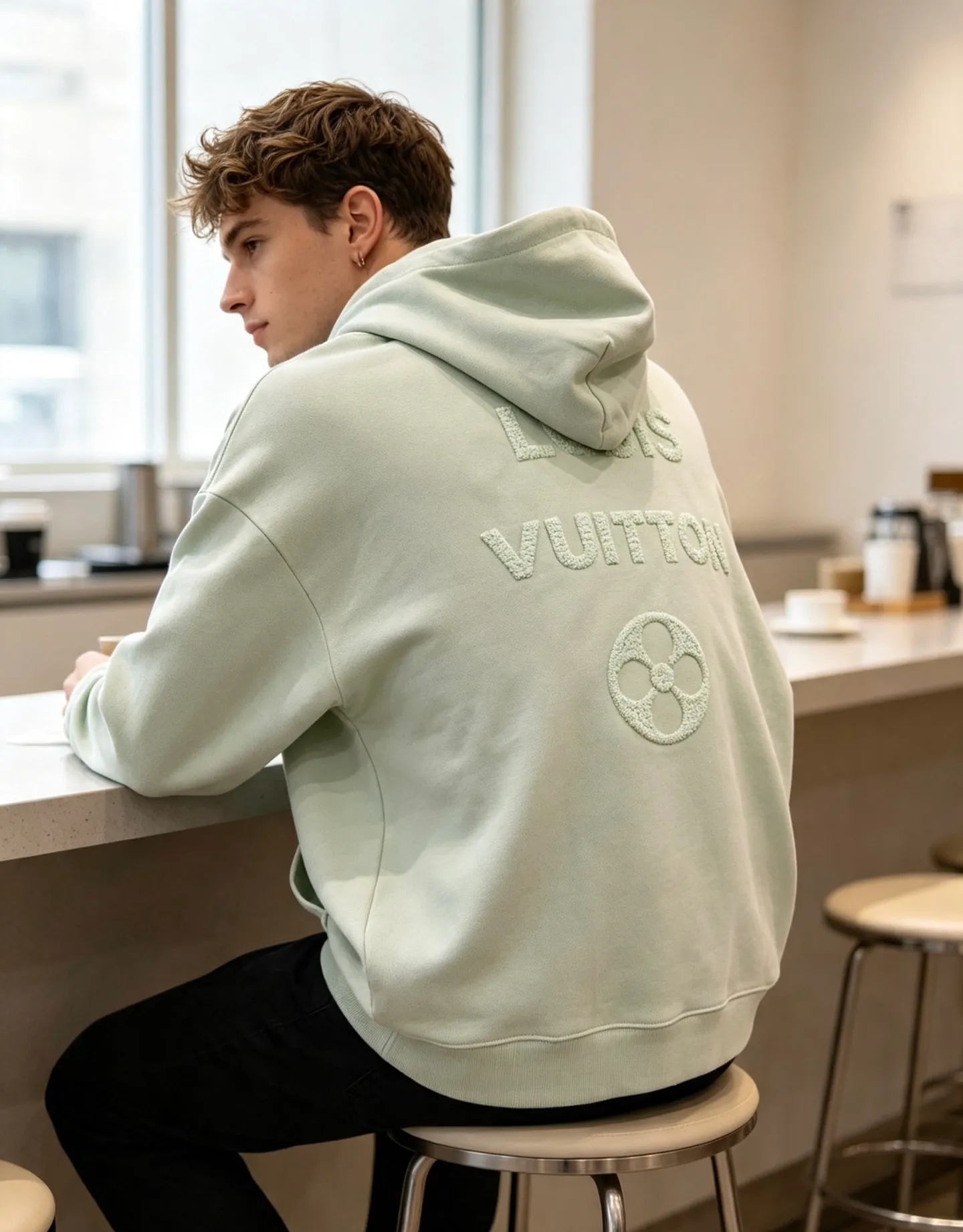 Louis Vuitton/Louis Vuitton dark woven letter logo embroidered hooded sweatshirt